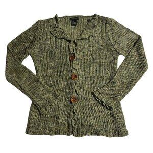 BCBGMaxAzria Cardigan Women's Size L Green Button Front Long Sleeve